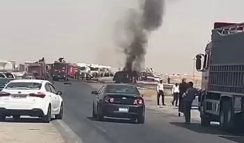 إغلاق مؤقت لطريق بيجي – الموصل إثر احتراق مركبة