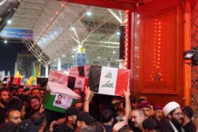 بالصور | النجف تودّع شهداء الحشد.. مراسم تشييع حاشدة وسط مطالبات بمحاسبة المسؤولين عن الضربات
